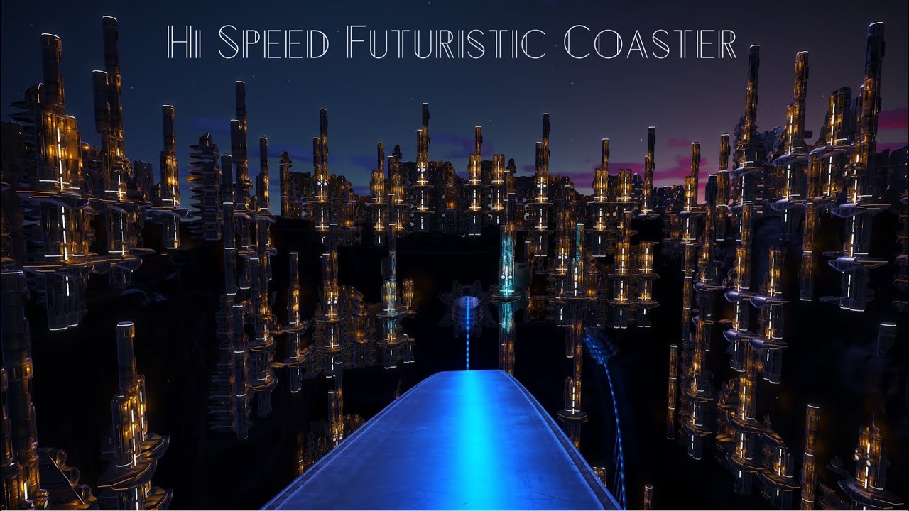 【4K60P】プラネットコースター ジェットコースター 「未来の高速道路コースター」/ Hi Speed Futuristic Roller Coaster at Planet Coaster