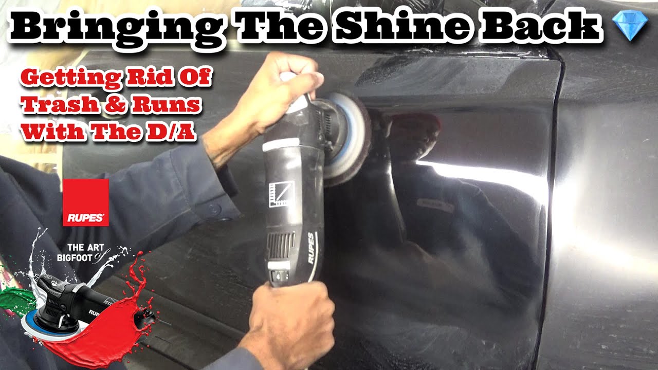 Remove Runs & Trash From Clear Coat CUT & BUFF BLACK PAINT Rupes Bigfoot DA Orbital Polisher Sander
