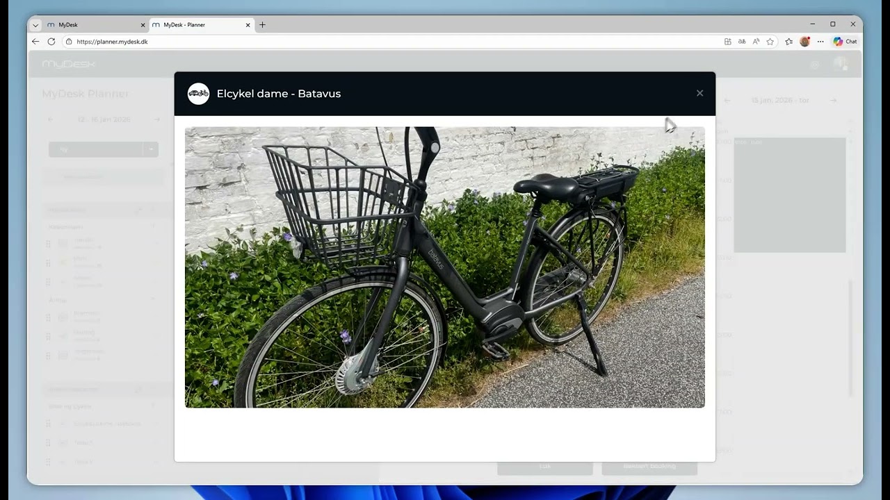 Book biler, cykler og andre ressourcer i MyDesk Planner