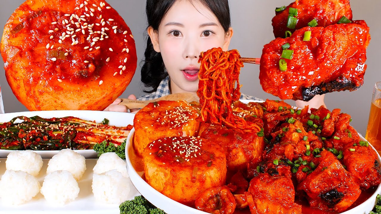 살캉살캉 무 가득🤍 우앙한 아귀불고기 무조림 먹방 Grilled monkfish [eating show] mukbang korean food