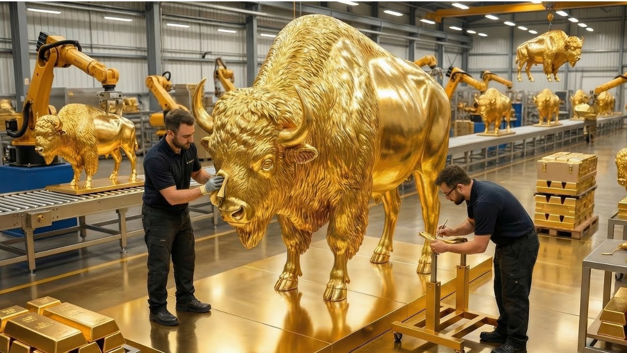 Inside the Solid Gold Bison Factory: How a Massive Gold Sculpture Is Cast (Full Process)