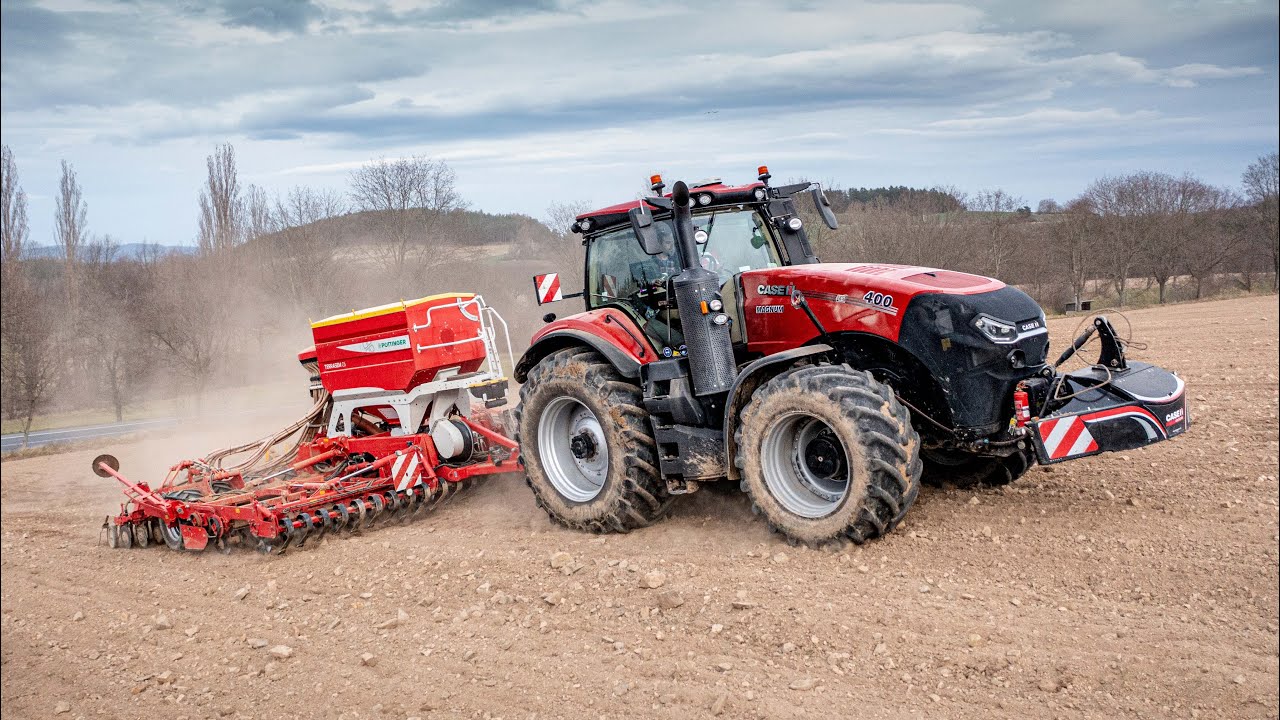 4K | NEW Case Magnum 400 & Puma 240 CVX AFS Connect - Příprava a setí 2023 - Pöttinger, Köckerling