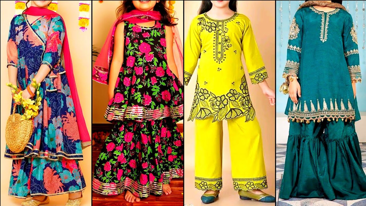 Most stunning designer midsummer 2 Piece printed kurti designs Eid ideas for little and girls 2026