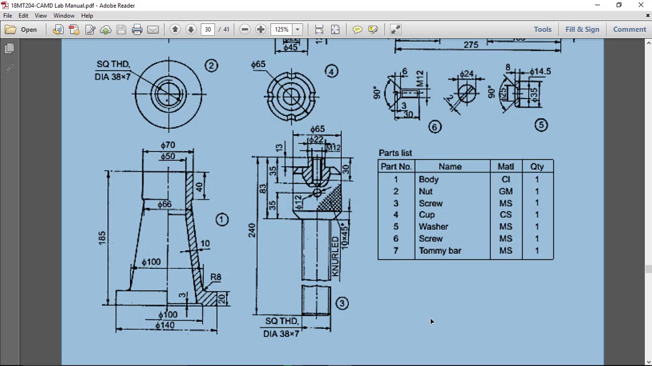 PTC - Creo Tutorials : Screw Jack Part Modeling - Part 1 to 5