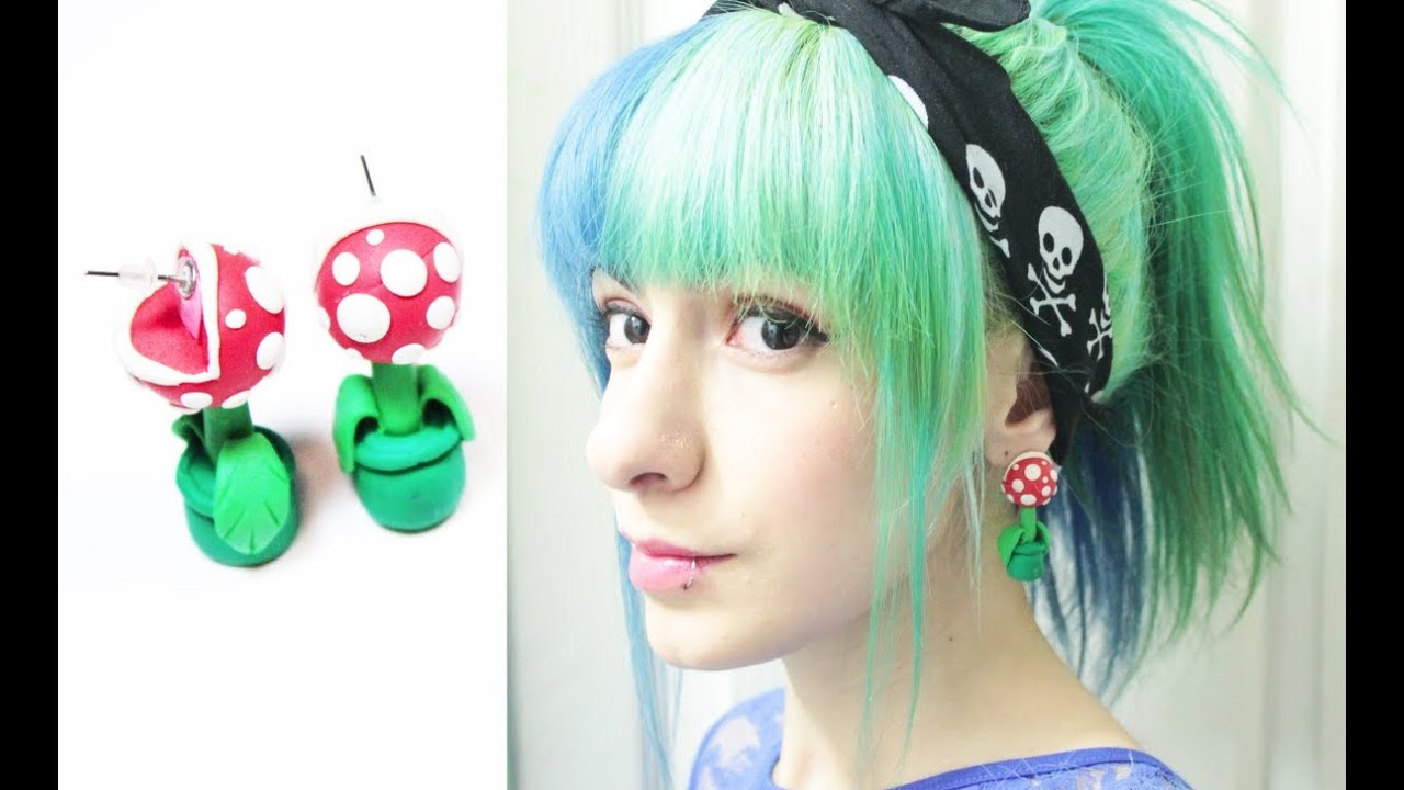 ➪ Manualidad: Aretes de Planta Carnivora de Mario Bros♡! - Miranda Ibañez