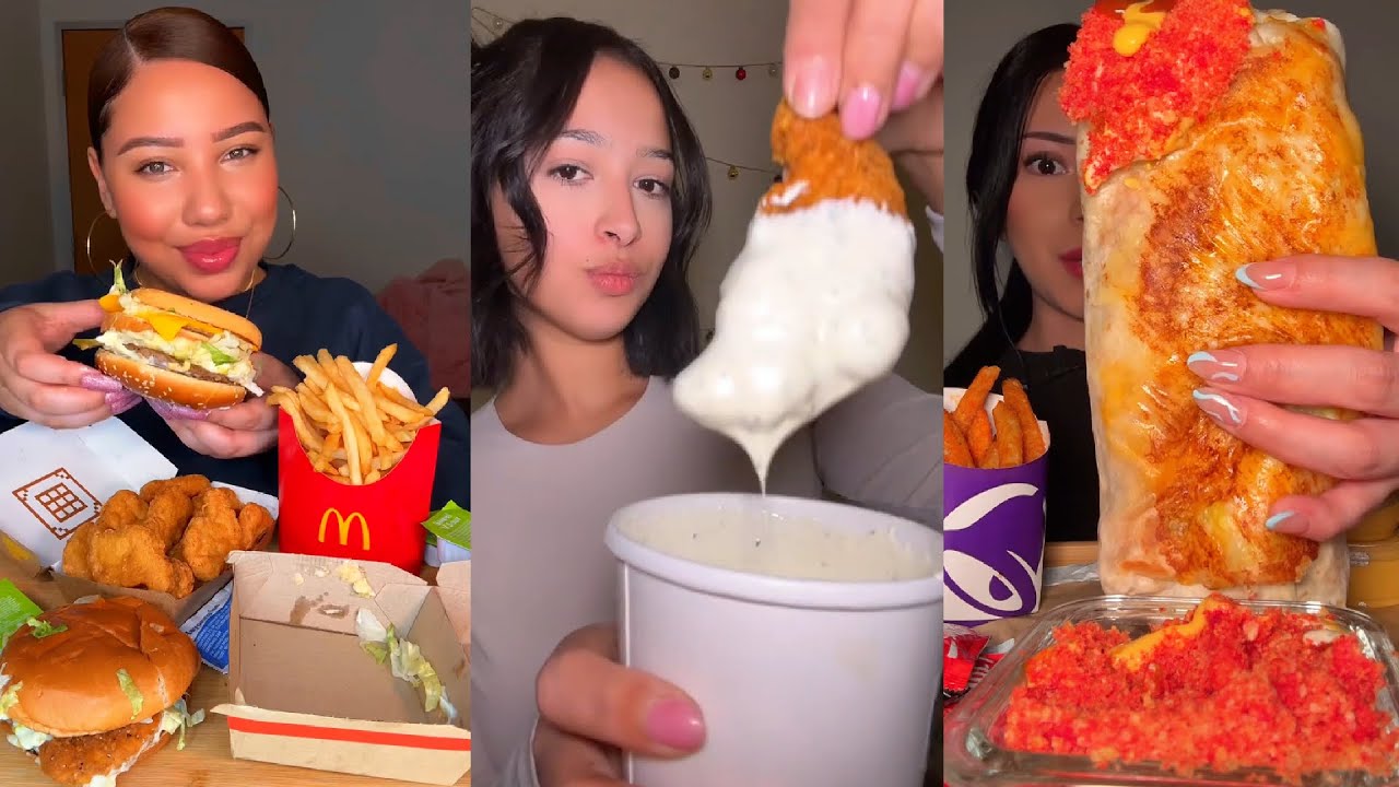 TIKTOK Mukbang Compilation | McDonald's, Wingstop, Taco Bell, Cane's & More!