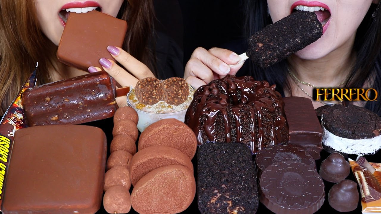 ASMR MILK VS DARK CHOCOLATE (KLONDIKE ICE CREAM BAR, DARK CHOCOLATE CAKE, OREO BAR, MARSHMALLOW) 먹방