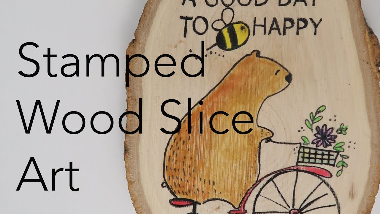 How To Stamp on Wood - Wood Slice Art with Waffle Flower Stamps | Marvy Uchida