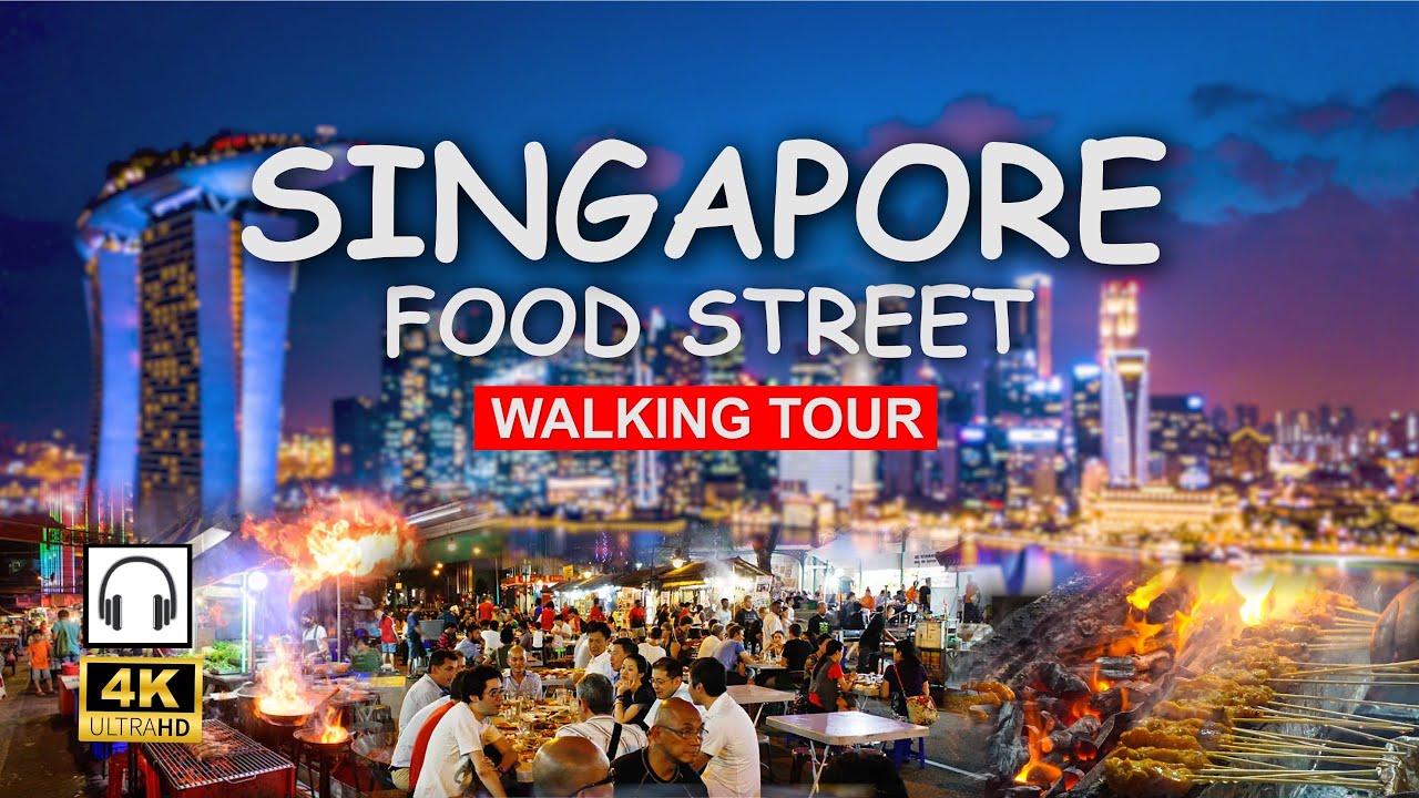 🍢 Lau Pa Sat Singapore Walking Tour 4K | Satay Street at Night! 🌃🔥