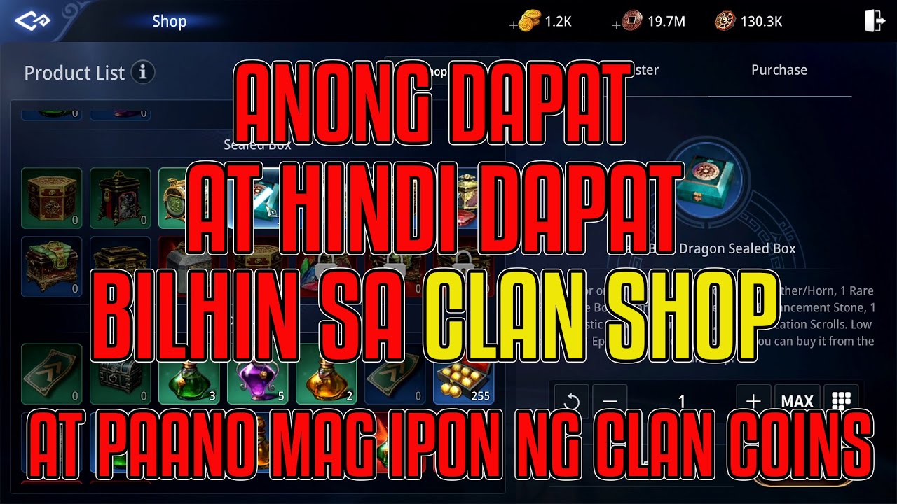 Mga dapat bilhin at hindi dapat bilhin sa clan shop & Clan coin Tutorial | Mir4