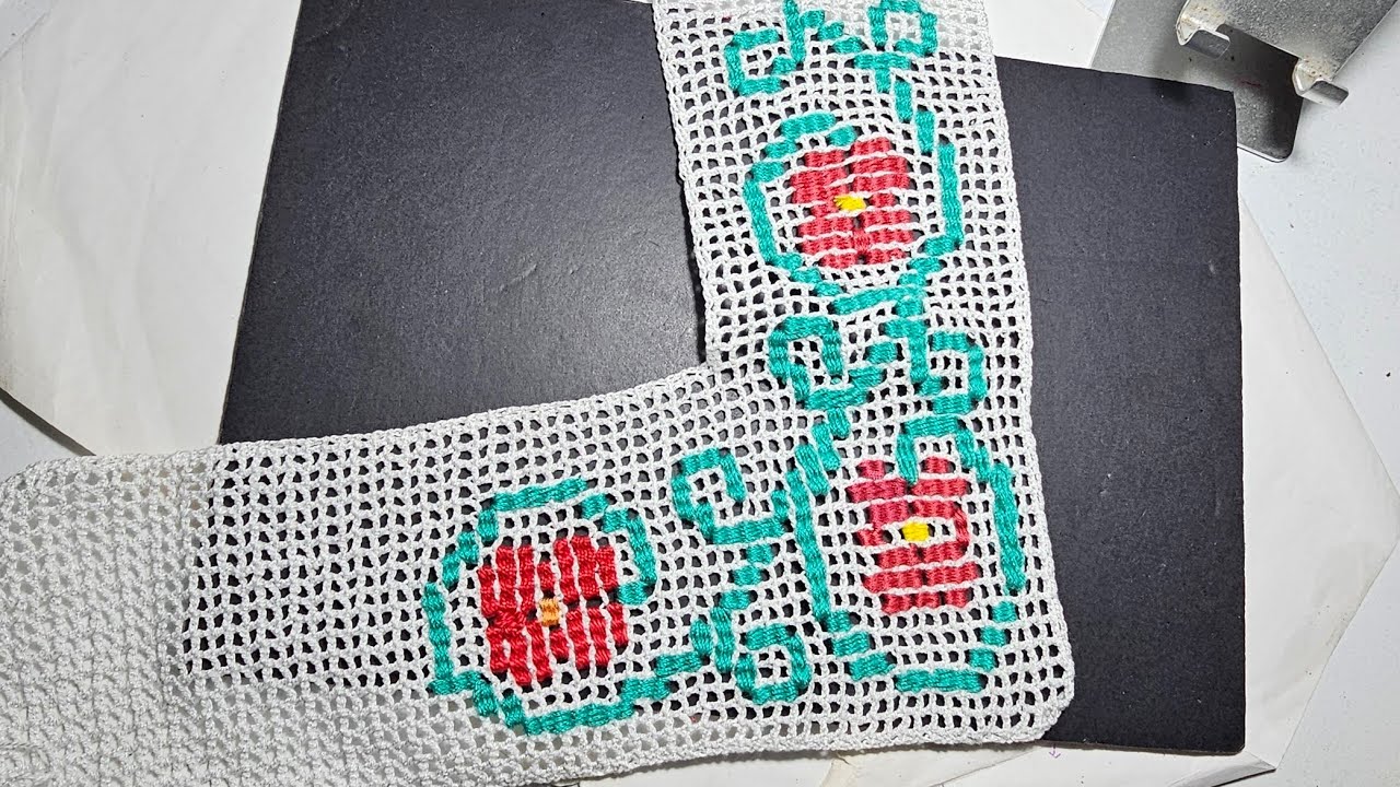 BORDADO SOBRE CROCHET paso a paso