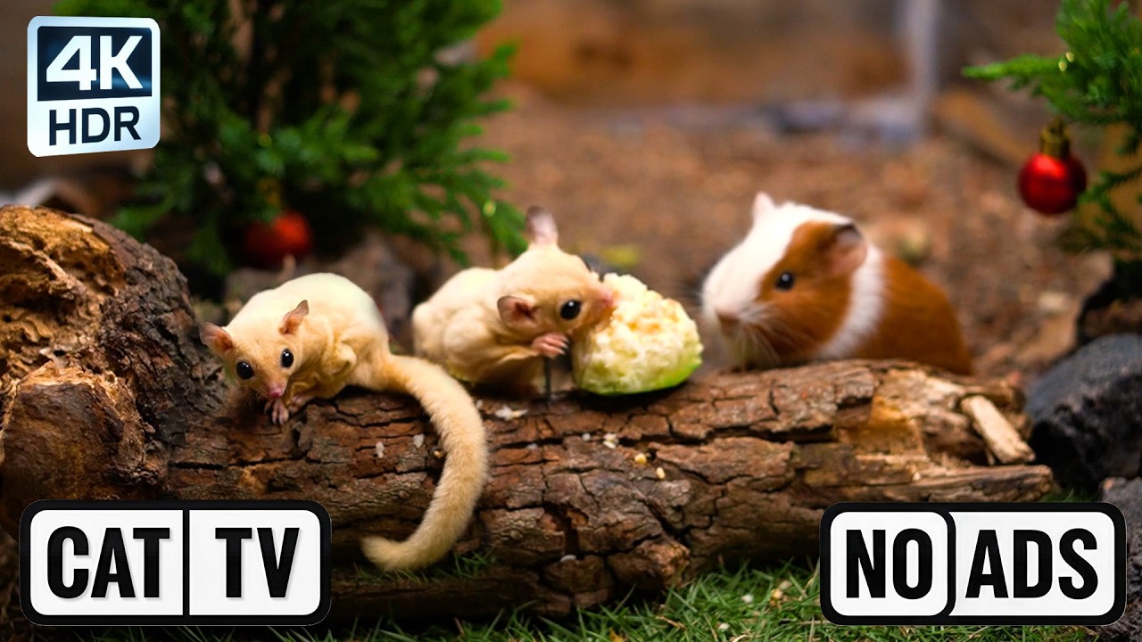 [NO ADS] CAT TV 😺 The Great Garden Feast: Sugar Gliders & Rodents Dining Together 🍎 4K HDR