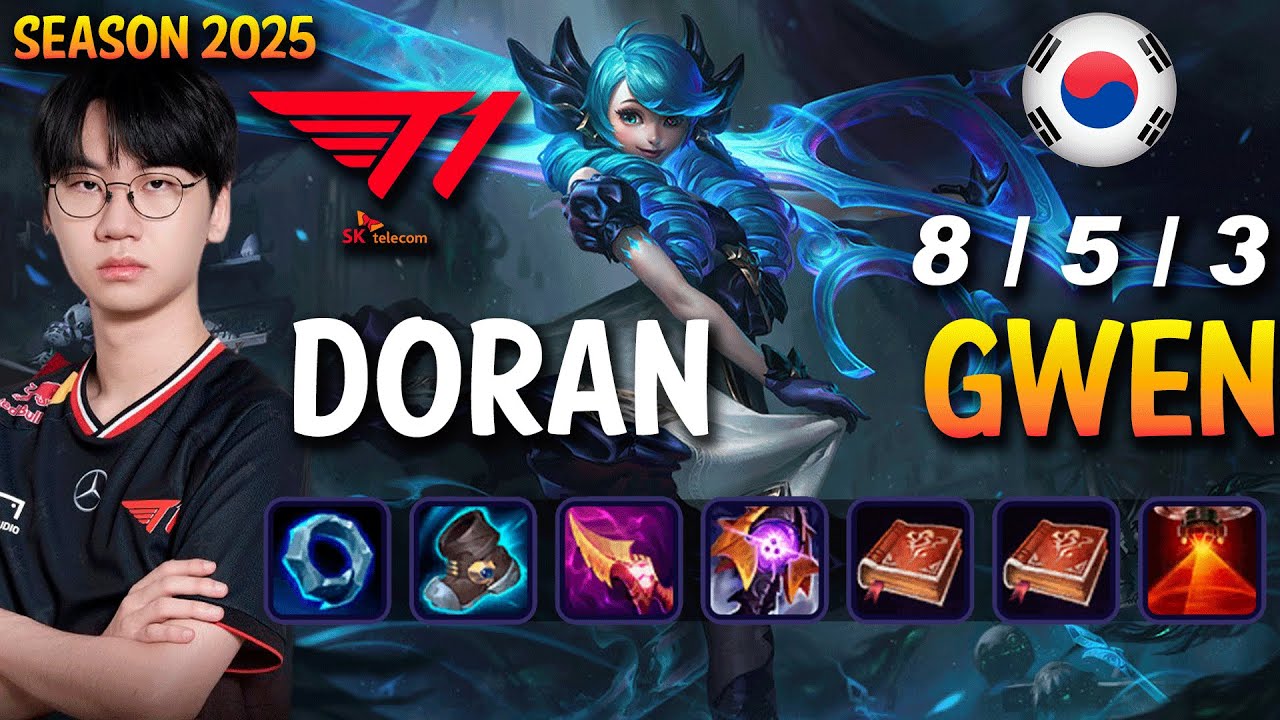 T1 Doran GWEN vs RUMBLE Top - Patch 25.09 KR Ranked | lolrec