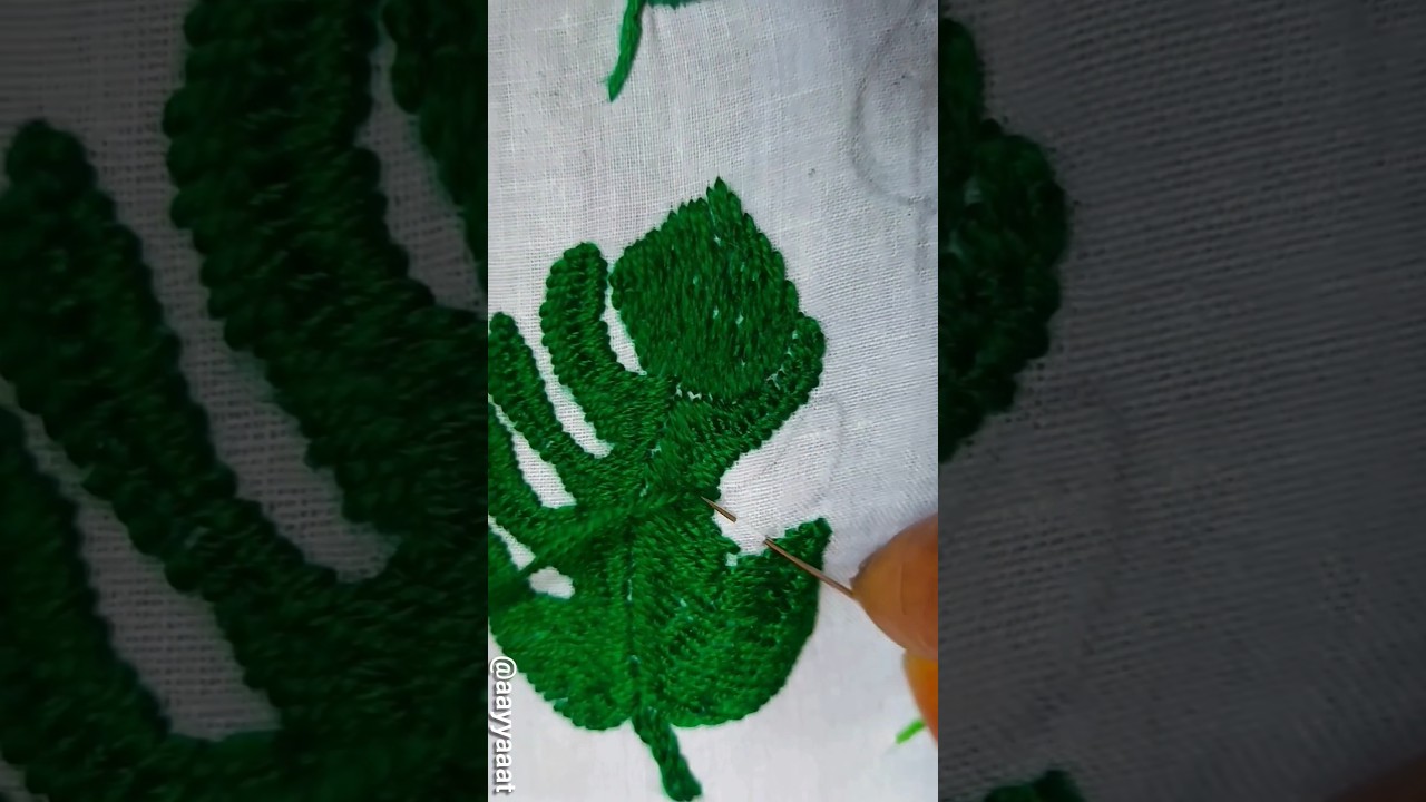 Stem Stitch Leaf Design 🌿🍀🍃