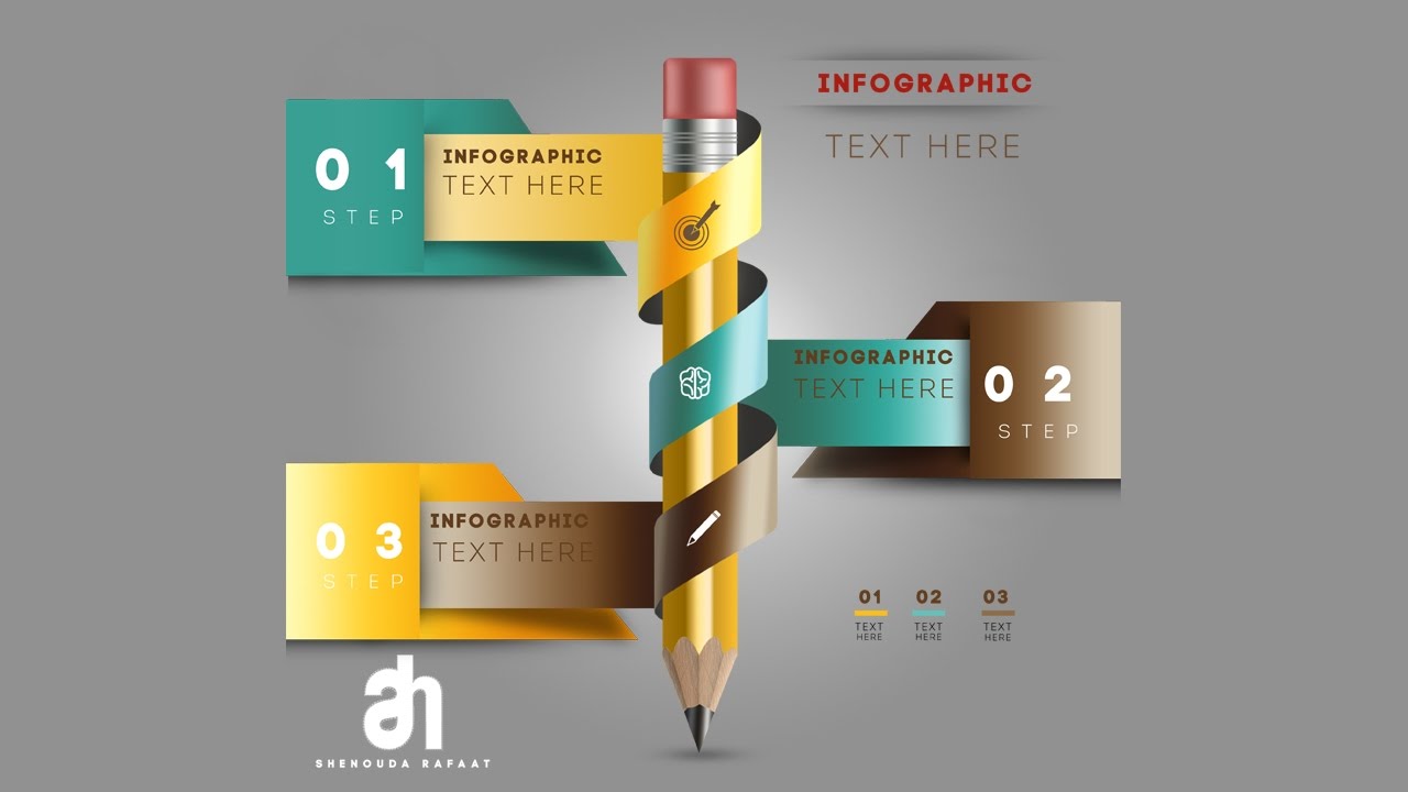 Photoshop Tutorials - Education infographic design - pencil - دروس انفوجرافيك