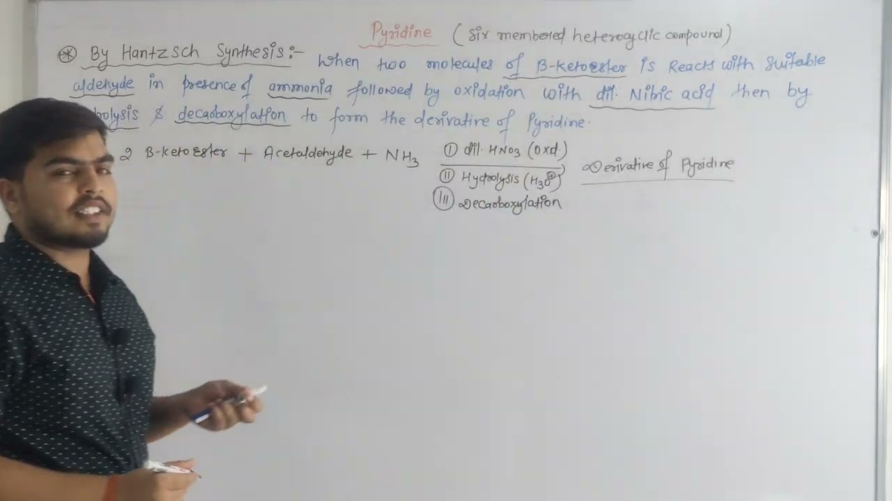 Synthesis of pyridine || Six membered Heterocyclic compounds || By Learn with Utkarsh