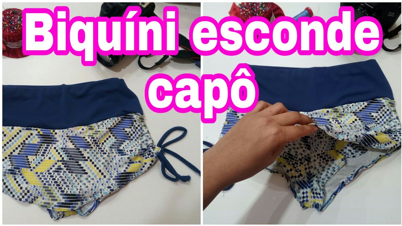 Como transformar legging em biquíni com sainha / biquíni esconde capô ♻️💚