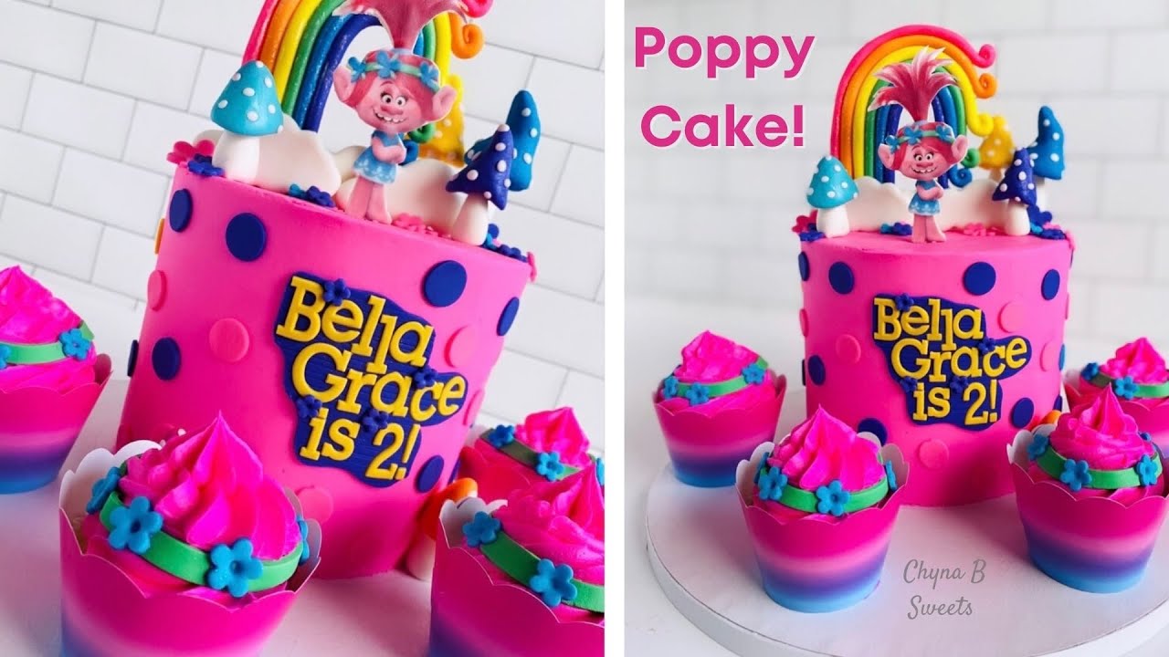 POPPY TROLL CAKE! I Rainbow Cake I Chyna B Sweets