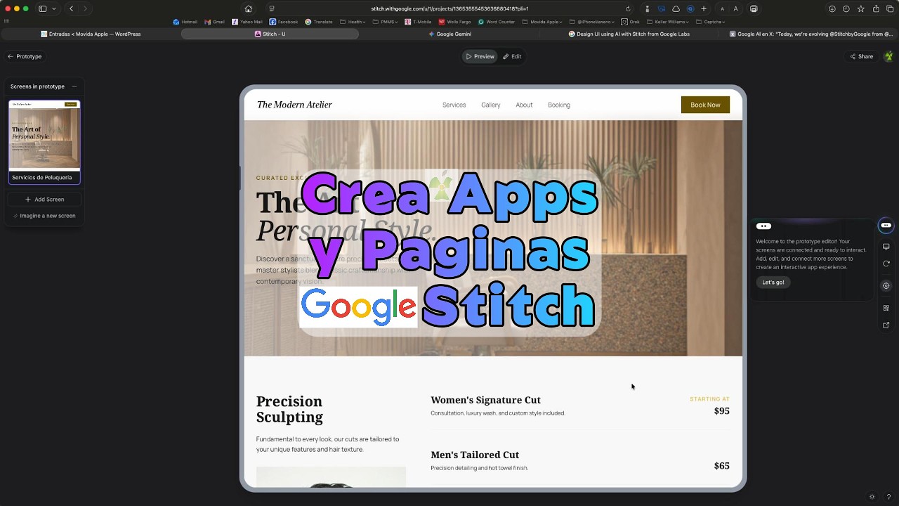 Crea Paginas o Apps de tus Ideas en Segundos con STITCH de Google Labs