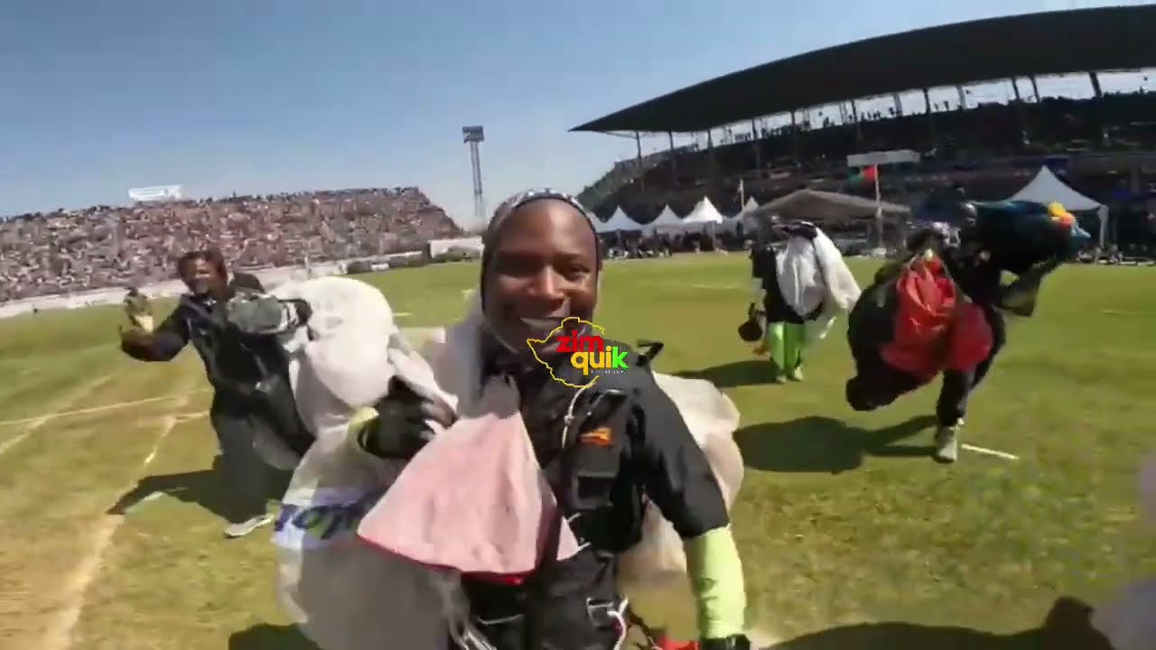 ZIMBABWEAN PARATROOPERS | PARACHUTE DISPLAYS AT RUFARO STADIUM 
