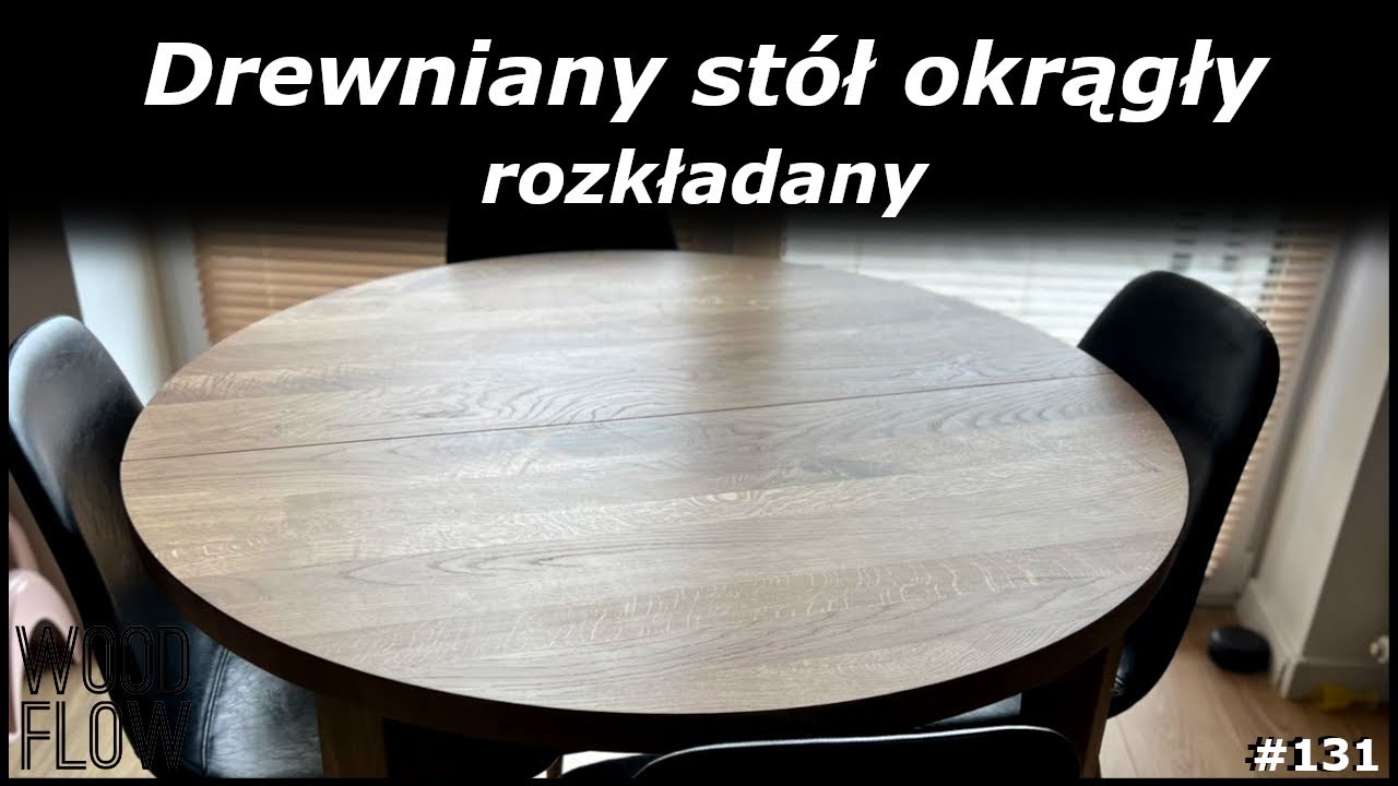 Drewniany stół okrągły rozkładany | Frezowanie koła | System rozsuwania stołu z oskrzynią| Wood Flow