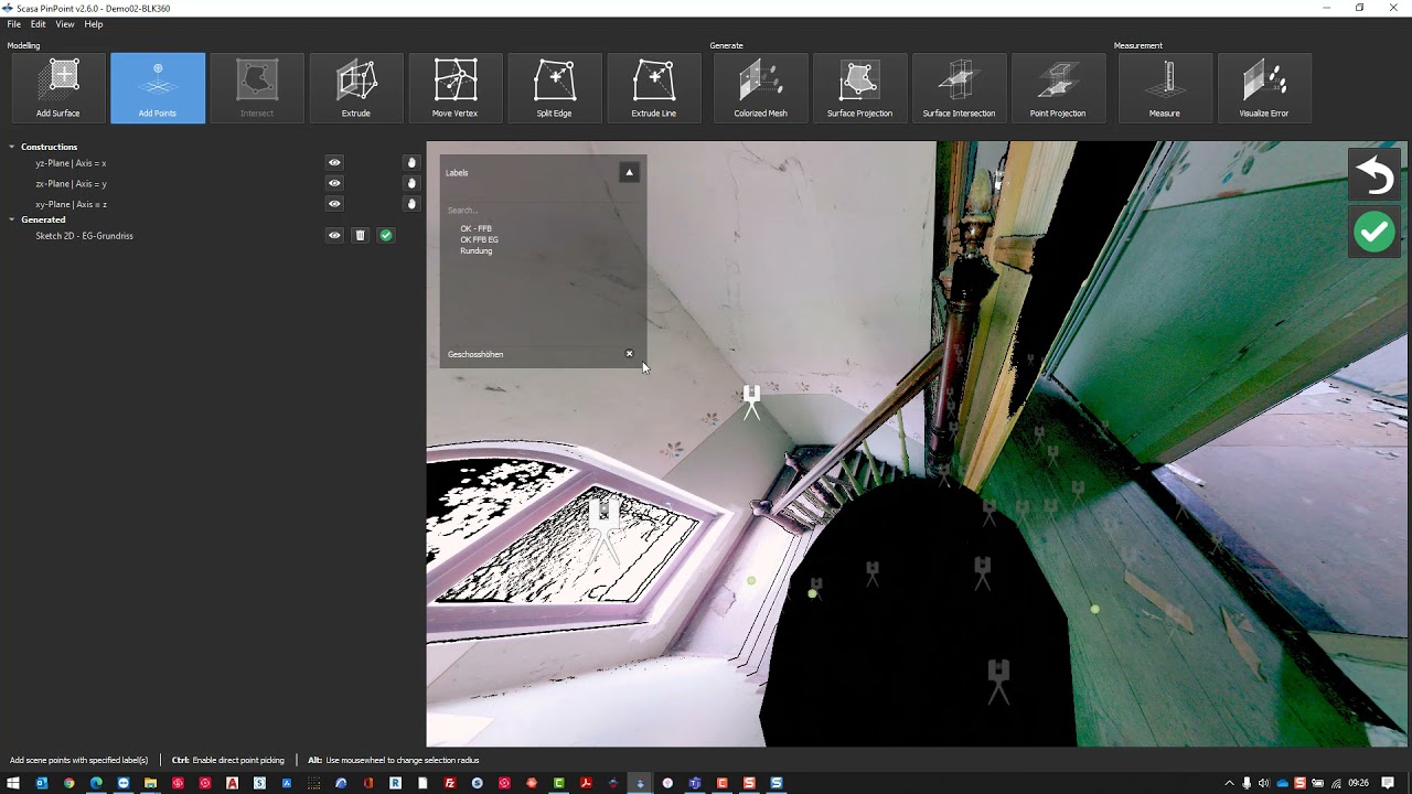 Modellierung von 3D Punkten aus einer Laserscaner Punktwolke mit PinPoint - Scanner2GO
