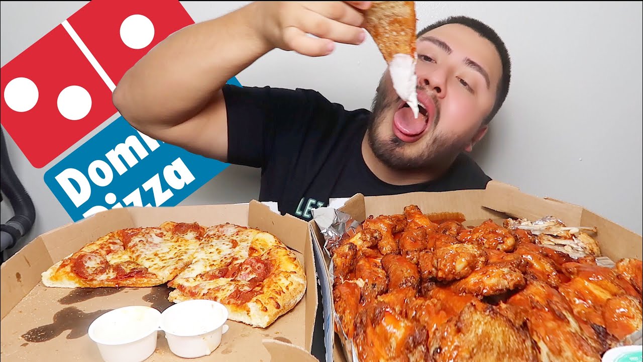 Dominos Pizza Mukbang - Pizza & Wings