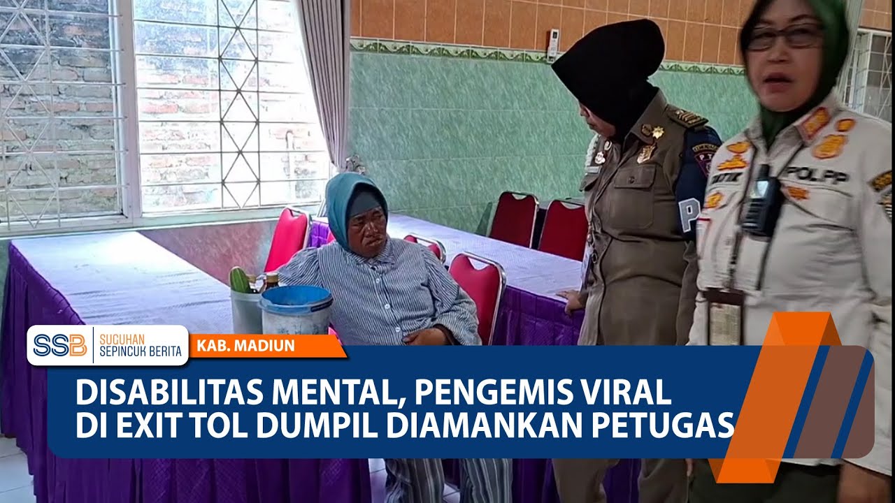 KAB MADIUN - Disabilitas Mental, Pengemis Viral Di Exit Tol Dumpil Diamankan Petugas