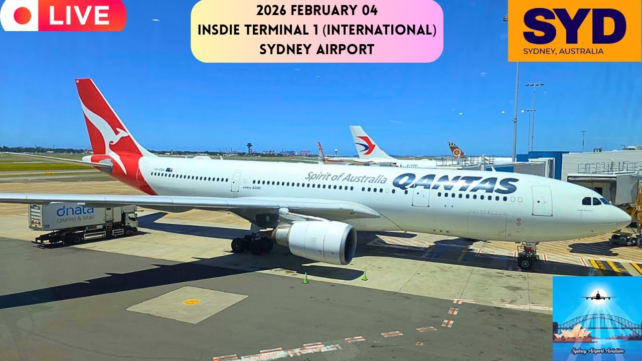🔴 LIVE Sydney Airport From Inside Terminal 1 International - Static Planespotting and Taxi Action
