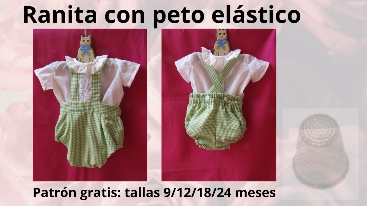 COSTURA: RANITA CON PETO DE FALSO PUNTO SMOCK. Patrón gratis: Tallas 6/9/12/18/24 meses