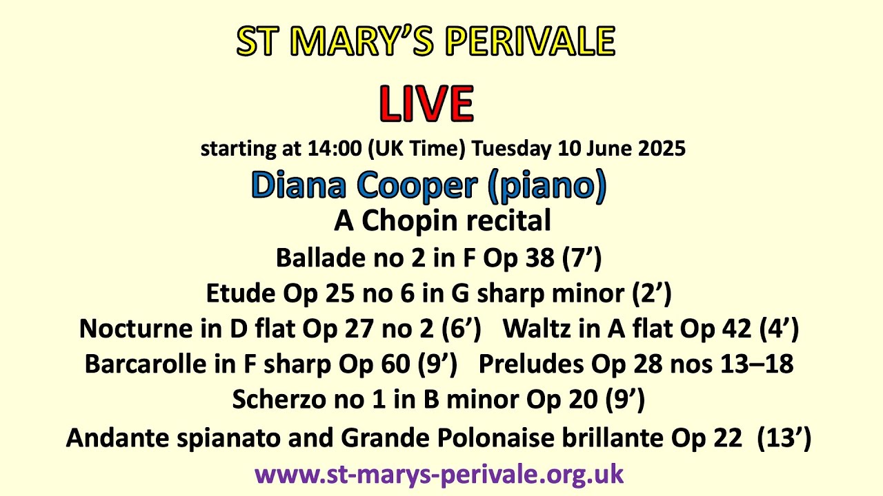 St Mary's Perivale LIVE :  Diana Cooper (piano)