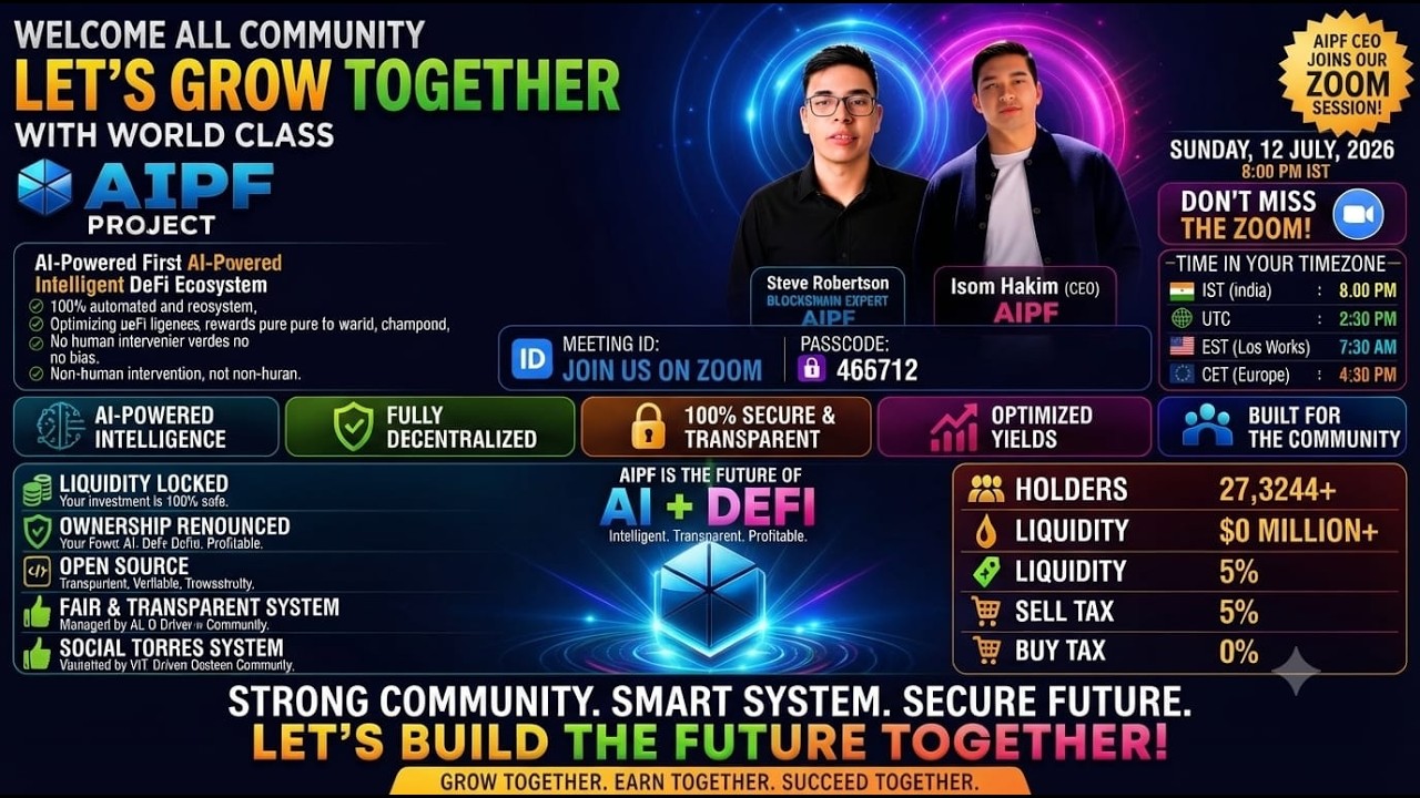 AIPF Global Zoom Meeting LIVE | AI + DeFi Project Update | CEO Isom Hakim & Steve Robertson |