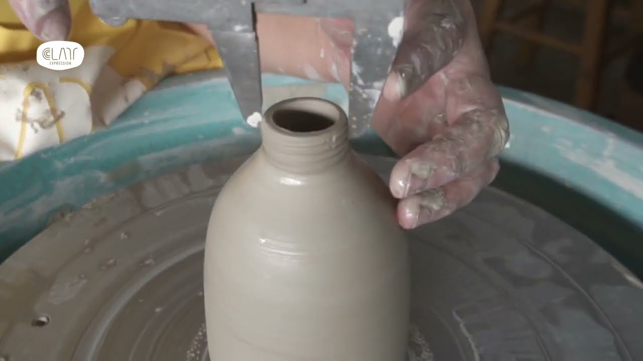 Wheel throw a bottle with a threaded top - Pottery making - Pottery Malaysia