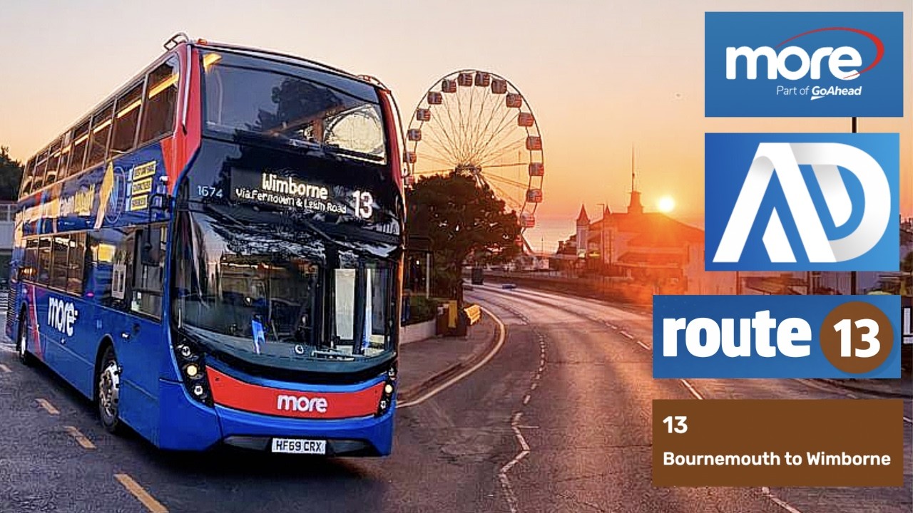 Relaxing 4K Morning Bus Ride – Bournemouth to Wimborne Minster | Route 13