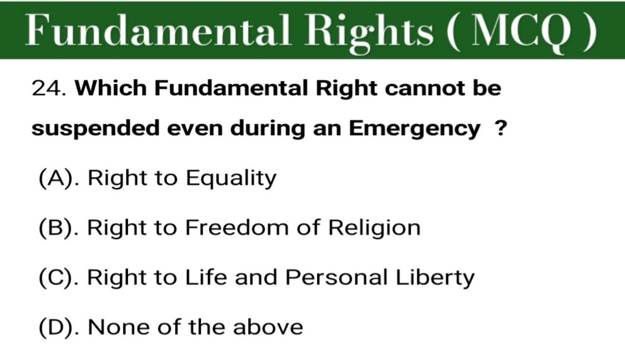 Fundamental Rights MCQ / fundamental rights important questions / indian constitution