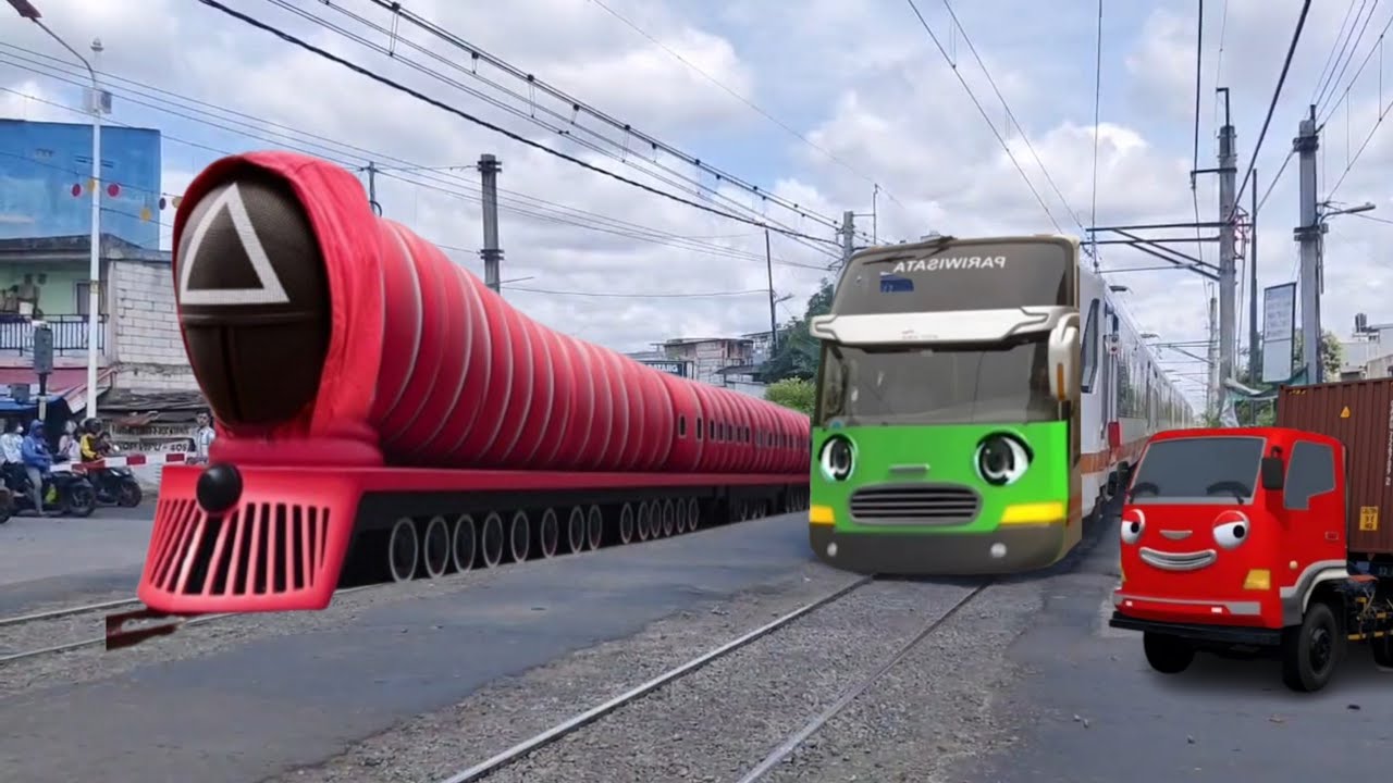 Wow Ada kereta api KRL berubah jadi pink Guard's,truk kontainer,truk oleng,berubah jadi teman tayo