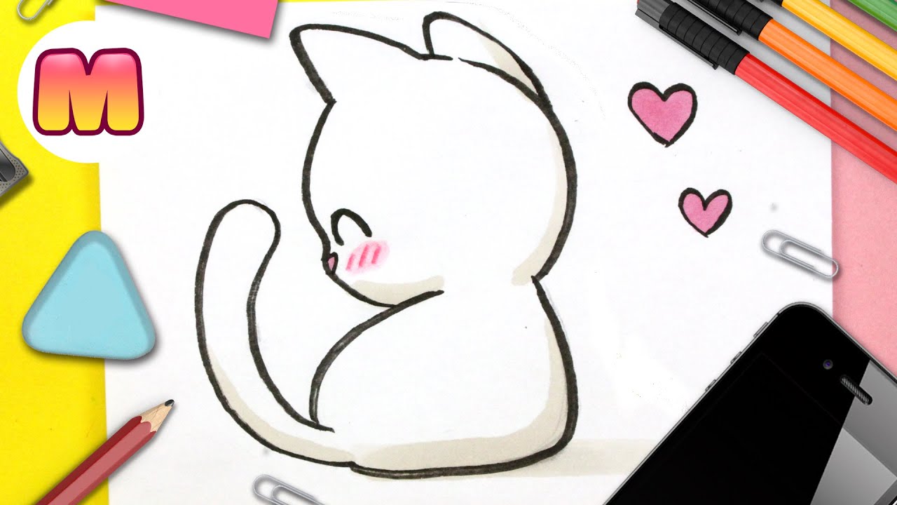 Como dibujar un GATO KAWAII 💖 FACIL PASO A PASO 💖 como dibujar un gatito bebe