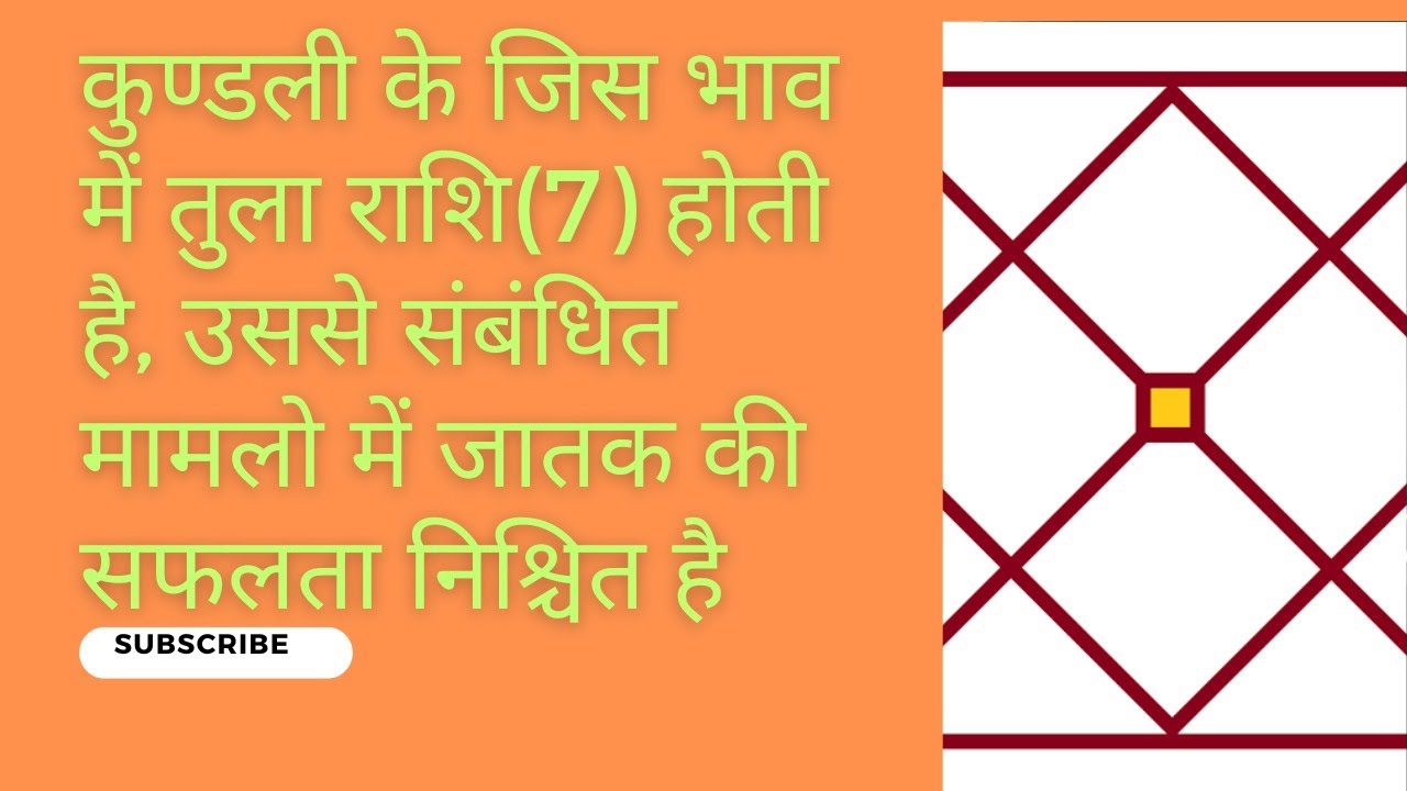 कुण्डली के जिस भाव में तुला राशि(7) होती है, उससे संबंधित मामलो में जातक की सफलता निश्चित है