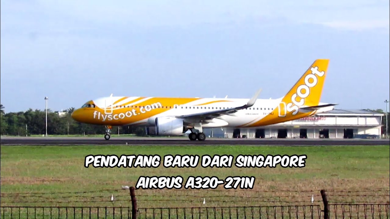 Momen Landing Perdana Pesawat Scoot Airbus A320-271N Dengan Rute Baru Singapore - Medan