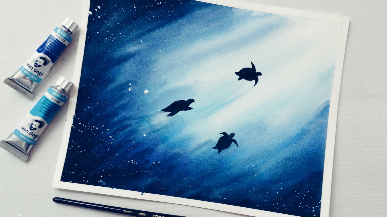 Simple Watercolor Underwater Scene Painting Tutorial