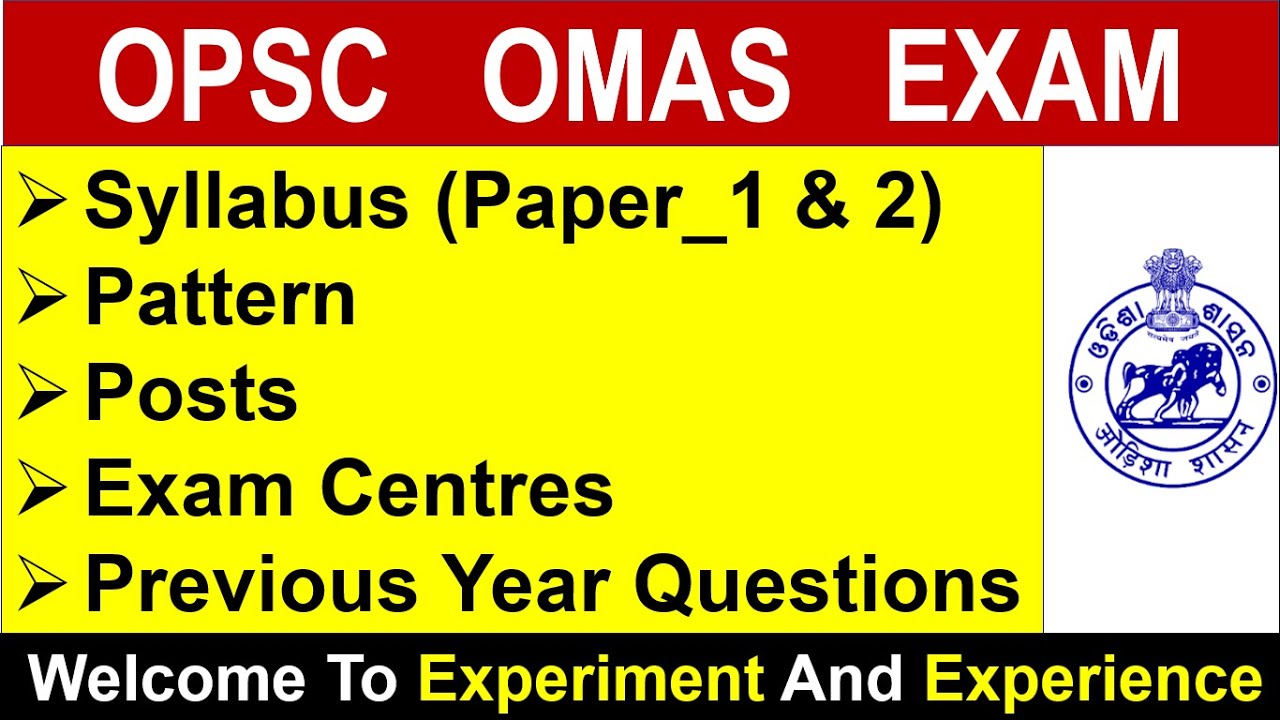 OPSC OMAS SYLLABUS, POSTS, PAPER_1 & 2 , SALARY | #opsc #opscomas