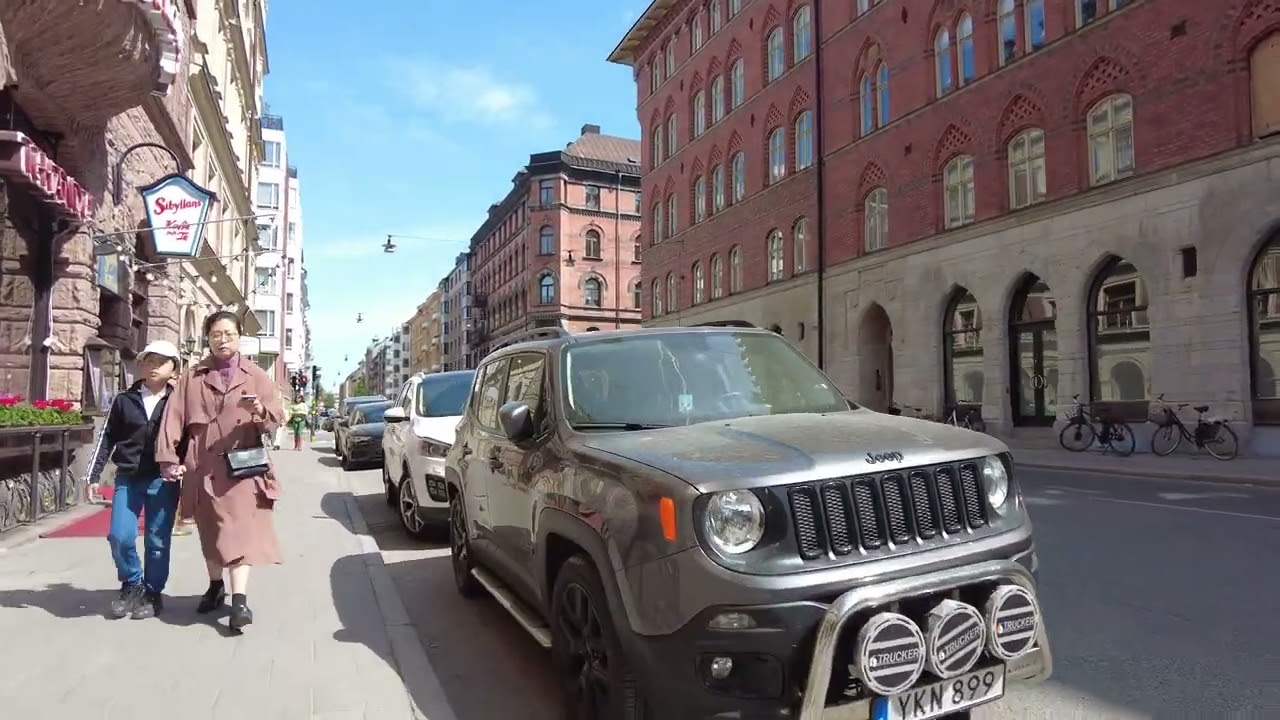 Walking from Östermalmstorg to Karlaplan , Summer Vibes , Stockholm, Sweden , 4K