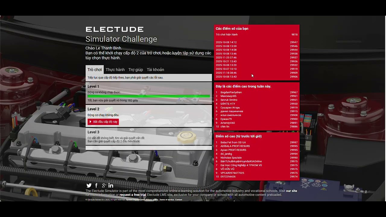 level 1,2 electude simulator challenge