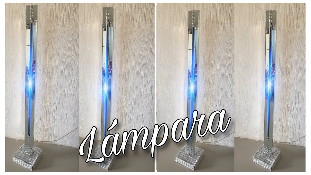 DIY GLAM - LÁMPARA LED de pie - Madera y cemento