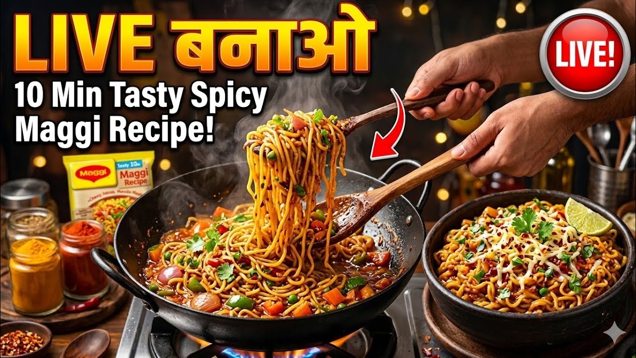 Live silent cooking maggi 🍝🍝 recipe.Evening recipe.