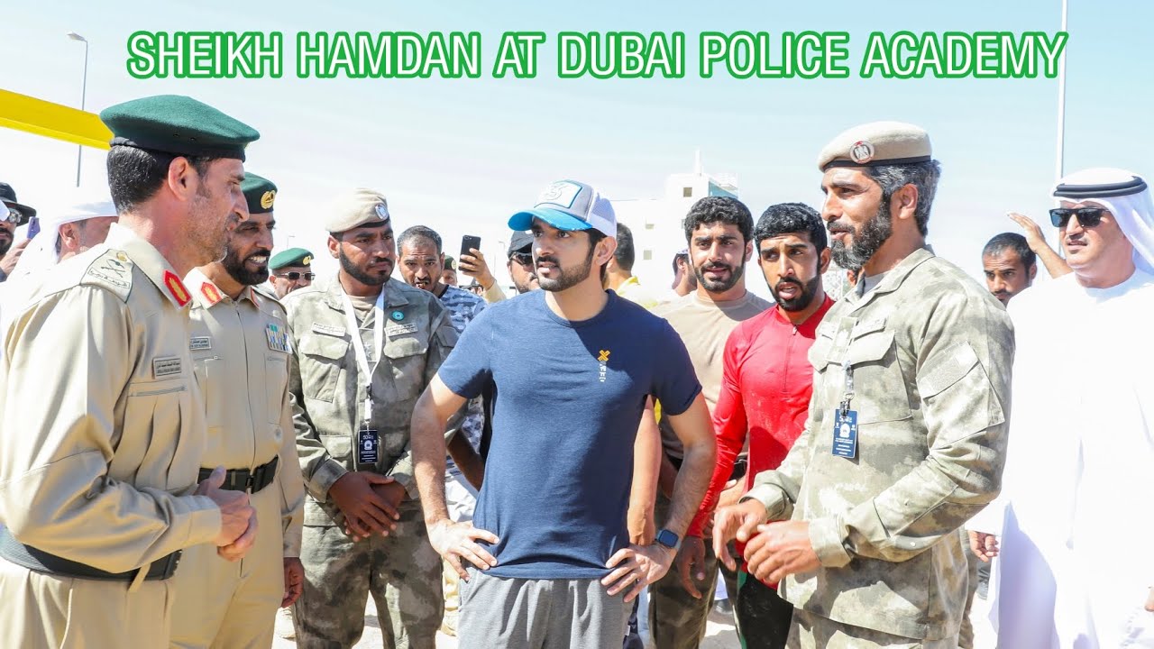 Sheikh Hamdan فزاع Fazza Dubai Crown Prince With Dubai Police Chief At Dubai police Academy