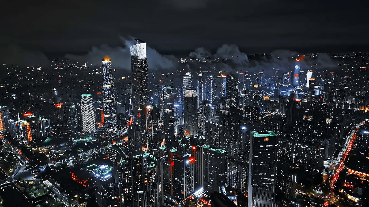 An Aerial View of futuristic Guangzhou City, China