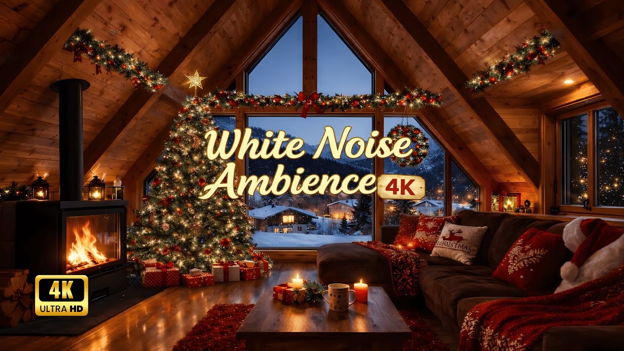 White Noise: Christmas A-Frame Cabin | Mountain View & Snowfall for Sleep