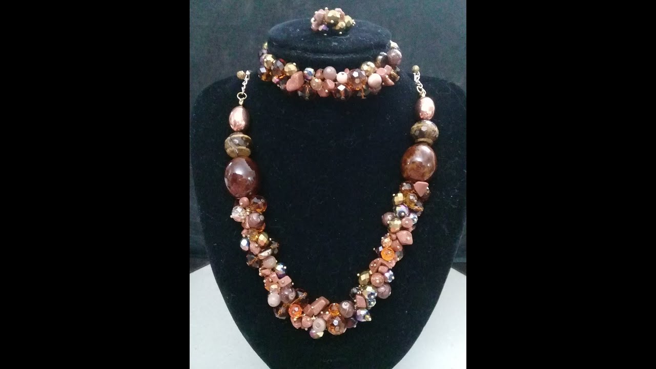 روائع الأشغال و الأكسسوارات: طريقة عمل عقد من الكريستال و الأحجار - handmade accessories