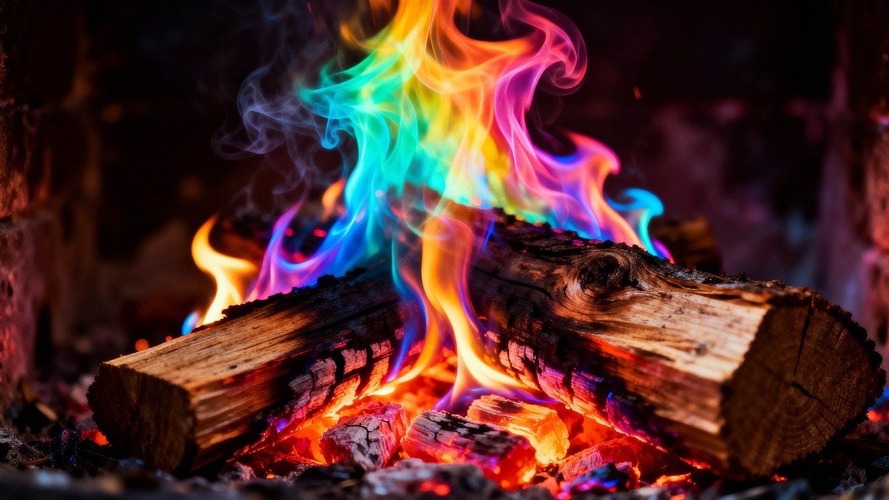 Beautiful Rainbow Fireplace Flames in 4K UHD! (12 HOURS) Magical Fireplace Must See!